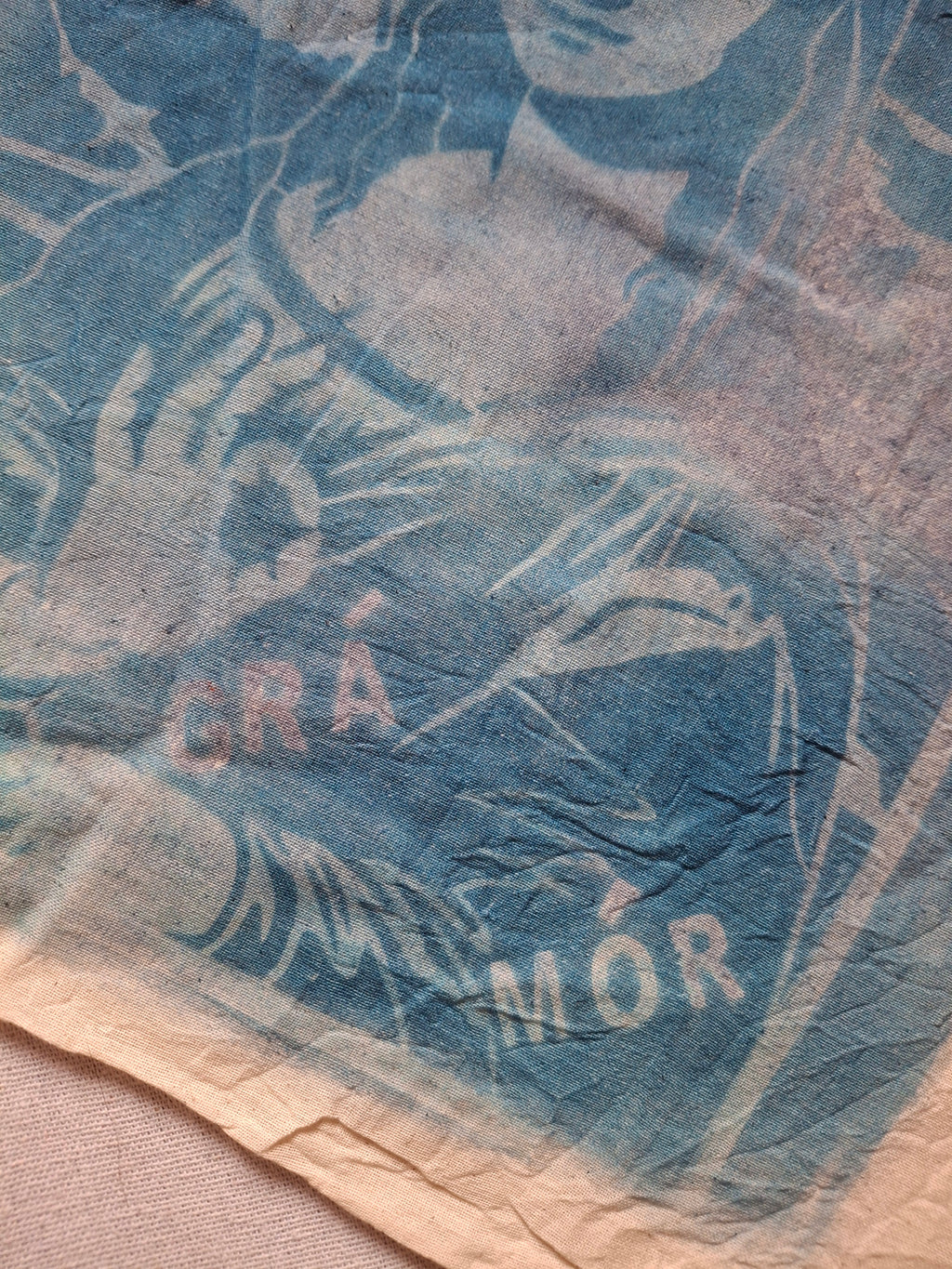 Grá mór mona Lisa cyanotype