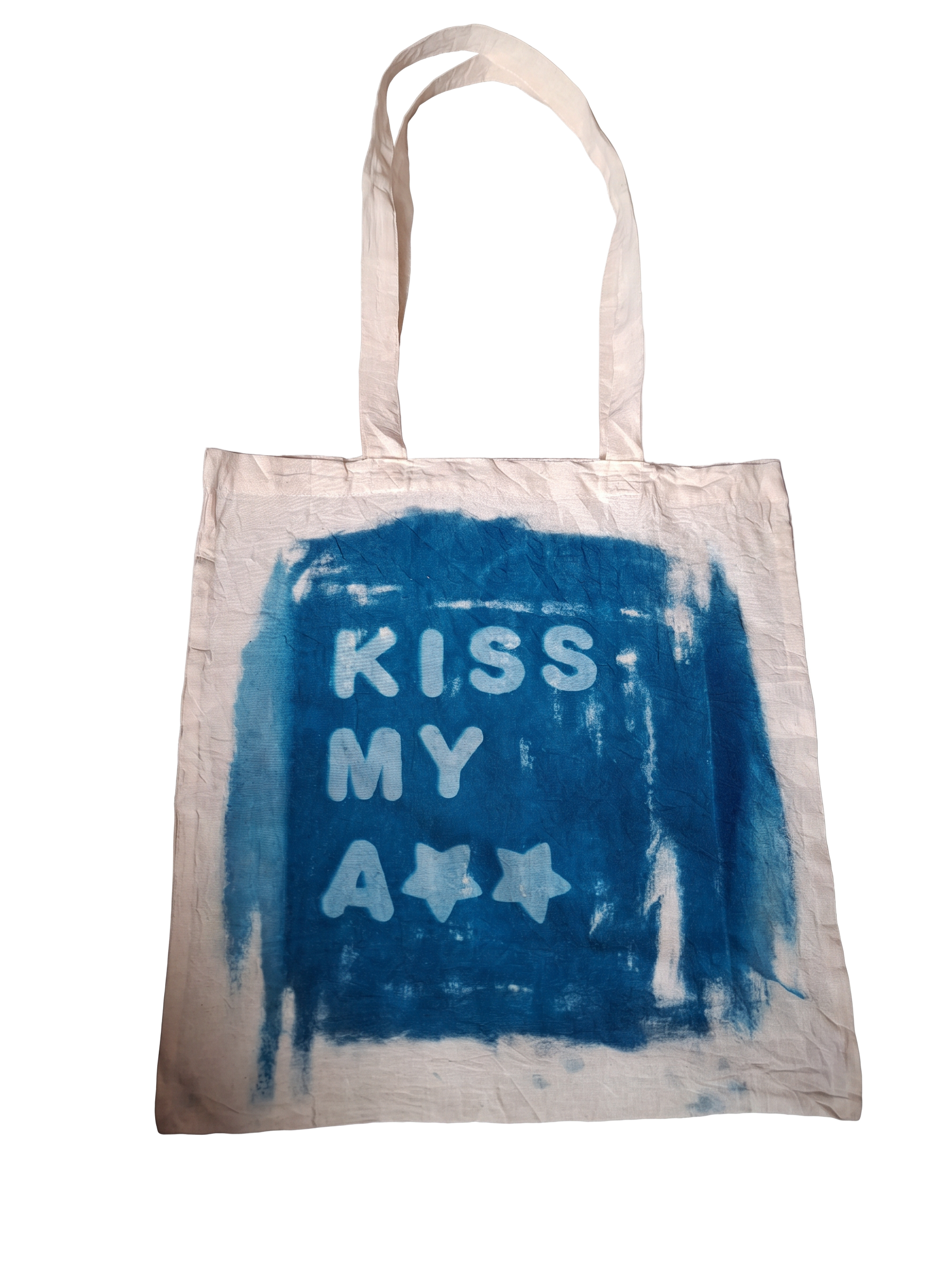 Kiss My Ass cyanotype tote