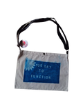 Too Gay To Function canvas satchel with cyanotype print